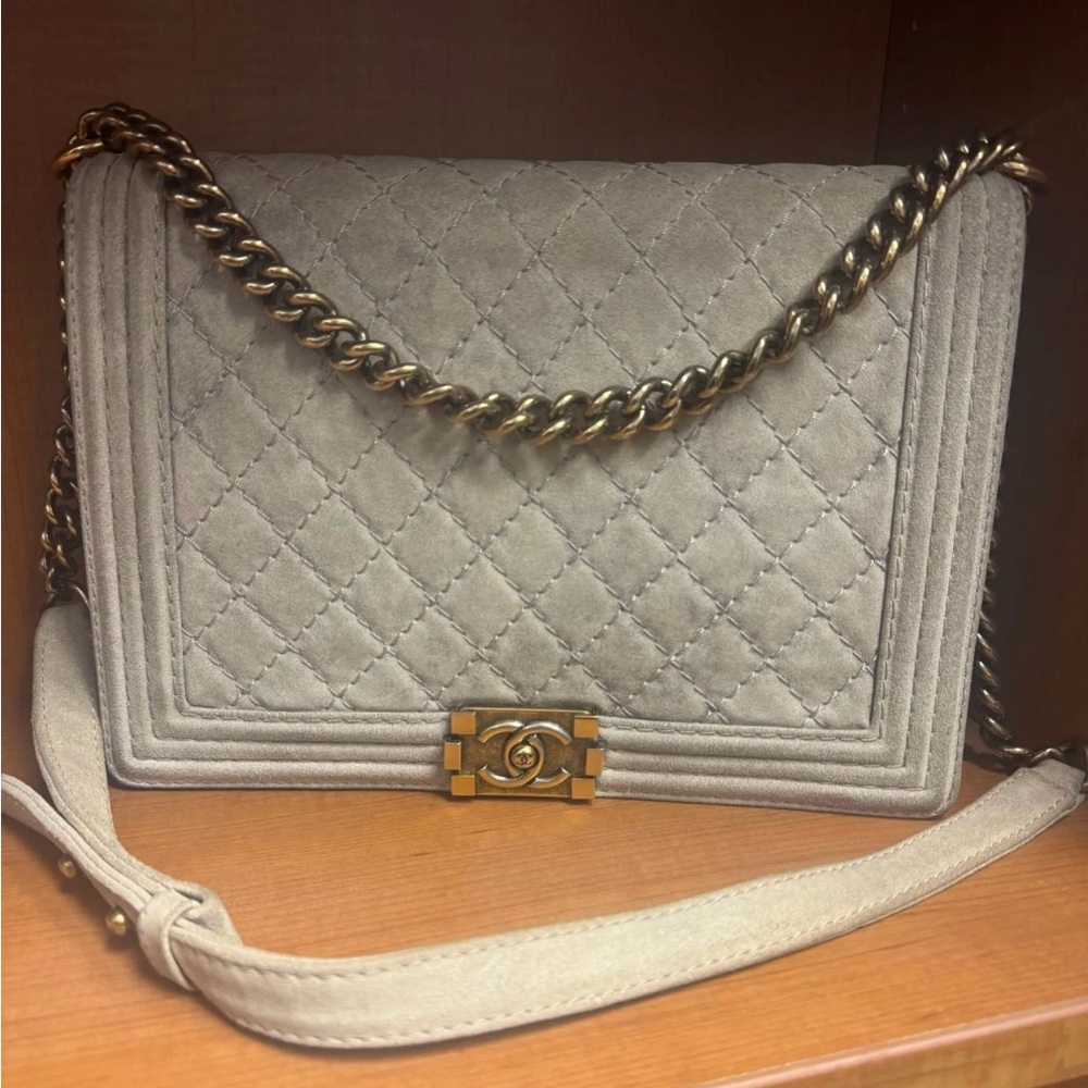 Chanel Large Boy Bag Distressed Suede